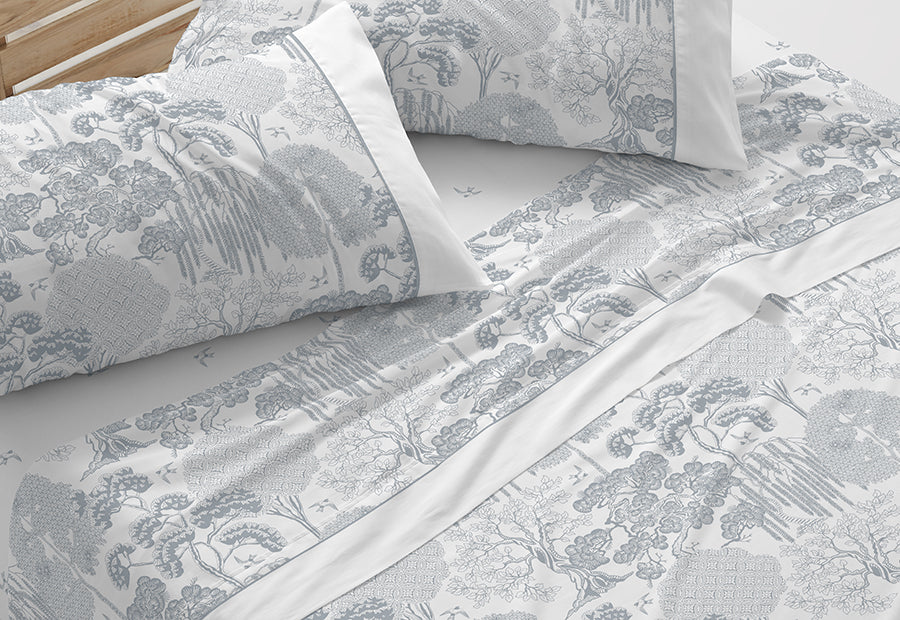 Parure de draps en tissu 241 Blanc/Gris BURRITO BLANCO