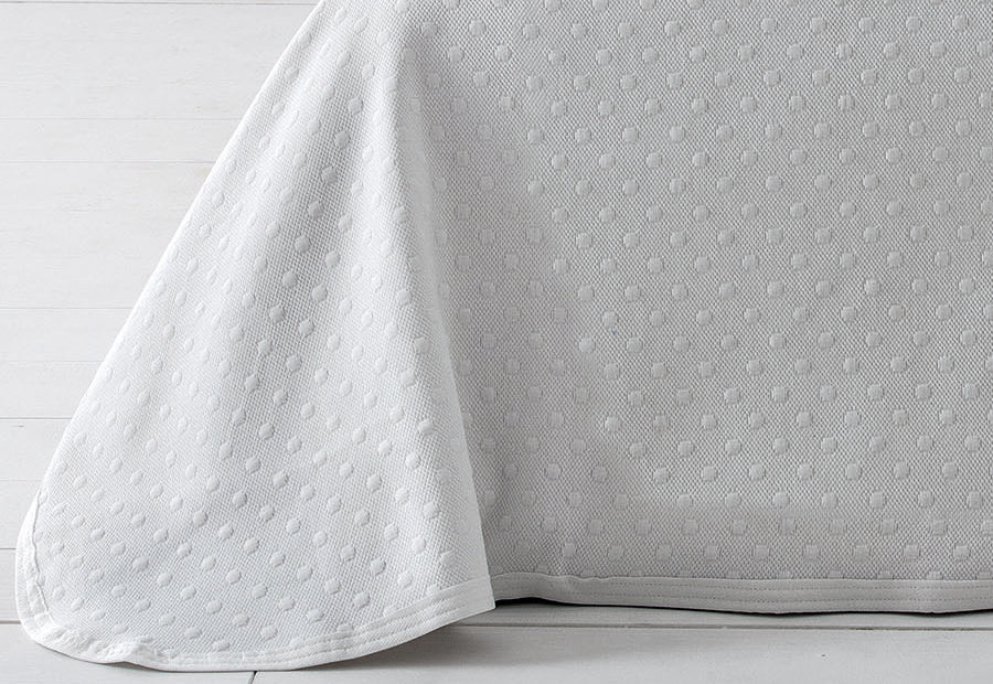 Couette en coton jacquard à pois gris clair