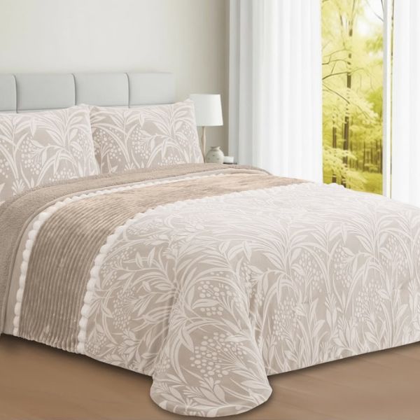 Edredón conforter sherpa estampado con borreguito 650gr MONTBLANC Dmateo color beige