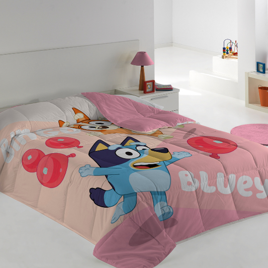 Edredón nórdico infantil BLUEY y BINGO en color rosa y azul marca Textile