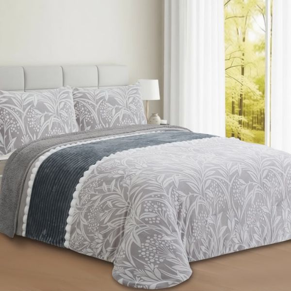 Edredón conforter sherpa estampado con borreguito 650gr MONTBLANC Dmateo color gris