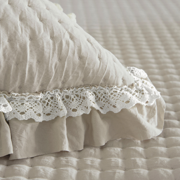 Colcha Bouti Beige Doble Volante EVERLY Fundeco