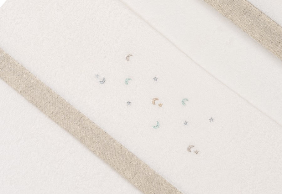 INTERBABY Sábana Coralina+Chupetero Estrella Luna blanco/beige -Cuna