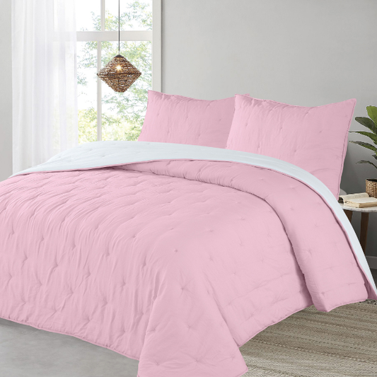 Edredón Comforter color rosa reversible invierno 350gr CRUZ dMateo