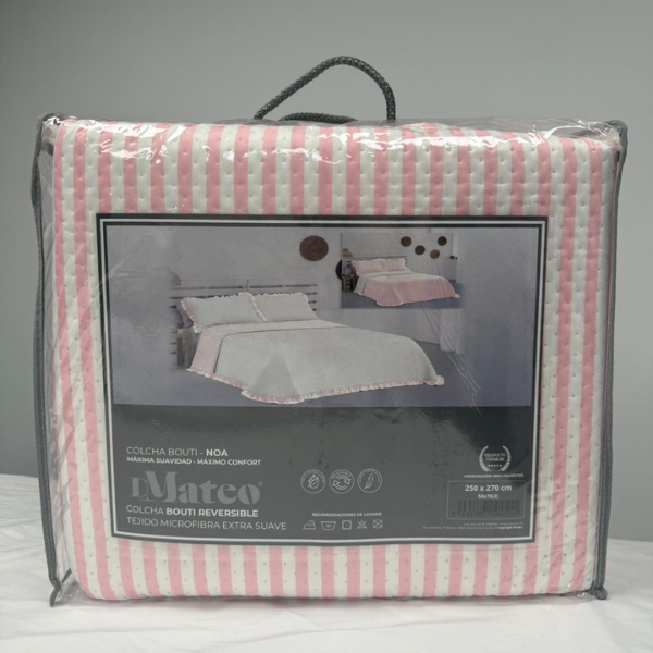 Colcha rosa con doble volantes modelo NOA