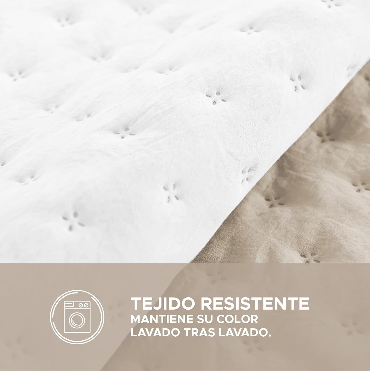 Colcha reversible blanco/lino Victorio & Lucchino modelo Elvira con Doble volante