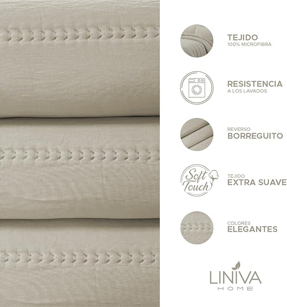 Edredón Comforter Lino con Sherpa 300gr modelo Eliana de Liniva Home