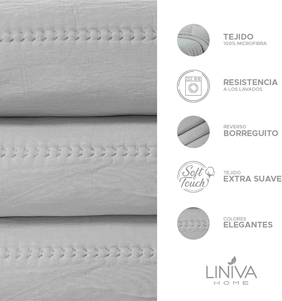 Edredón Comforter Gris con Sherpa 300gr modelo Eliana de Liniva Home