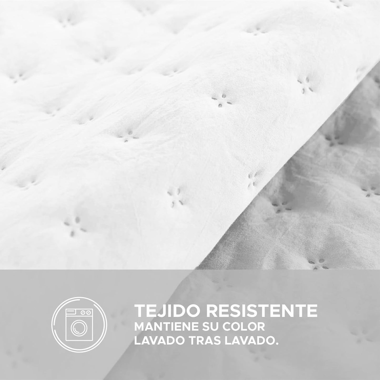 Colcha reversible blanco/gris Victorio & Lucchino modelo Elvira con Doble volante