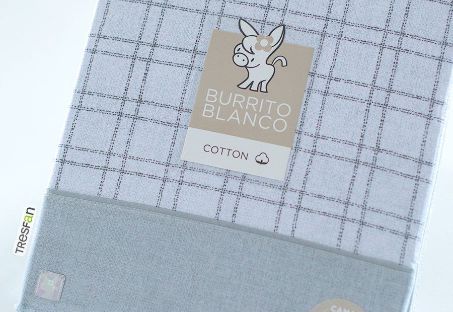 Juego Sábanas Estampada BURRITO BLANCO ALGODÓN Cuadros 635-05  gris