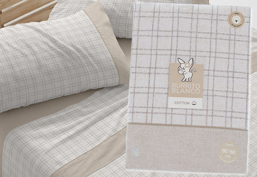 Parure de draps en tissu 241 Blanc/Gris BURRITO BLANCO