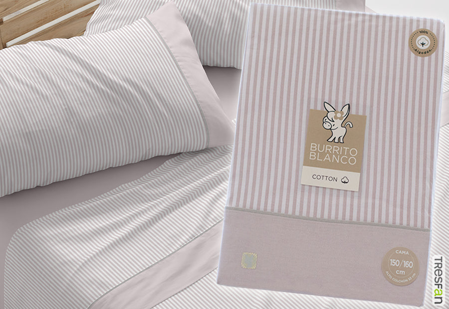 Parure de draps en tissu 241 Blanc/Gris BURRITO BLANCO
