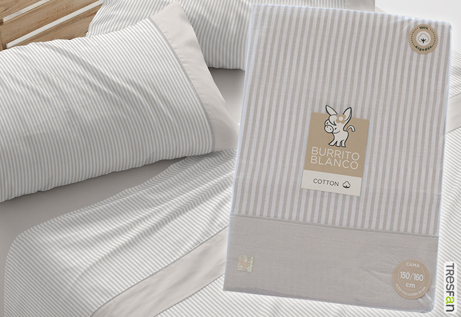 Fabric Sheet Set 241 White/Grey BURRITO BLANCO