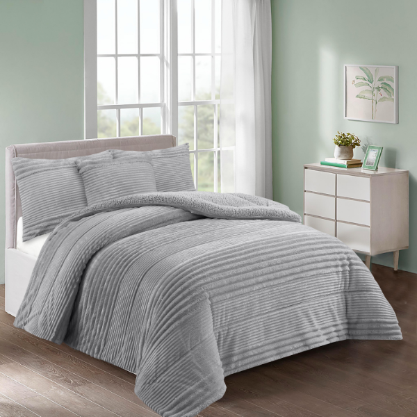 Edredón sherpa color gris INVERNALIA dMateo 650 gr