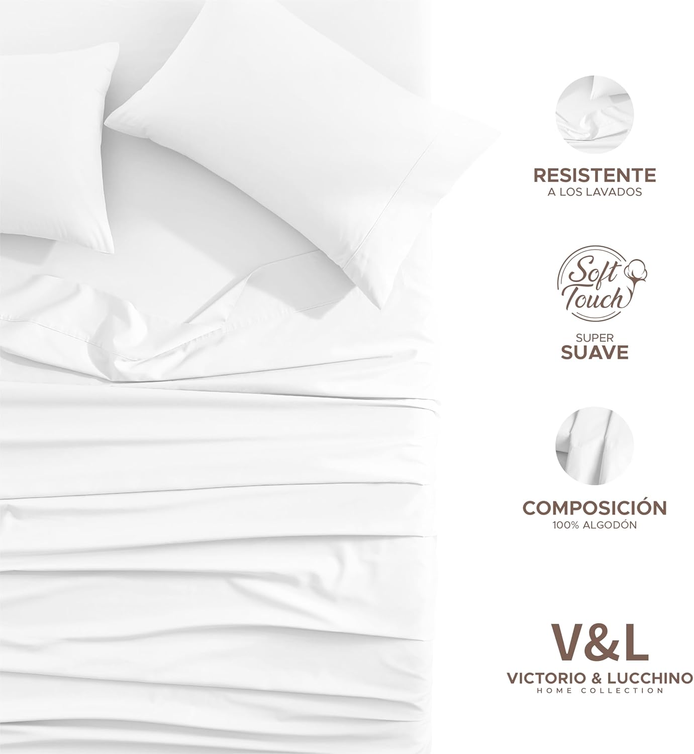 Sábanas  blancas Victorio y Luchino 100% Algodón hostelería
