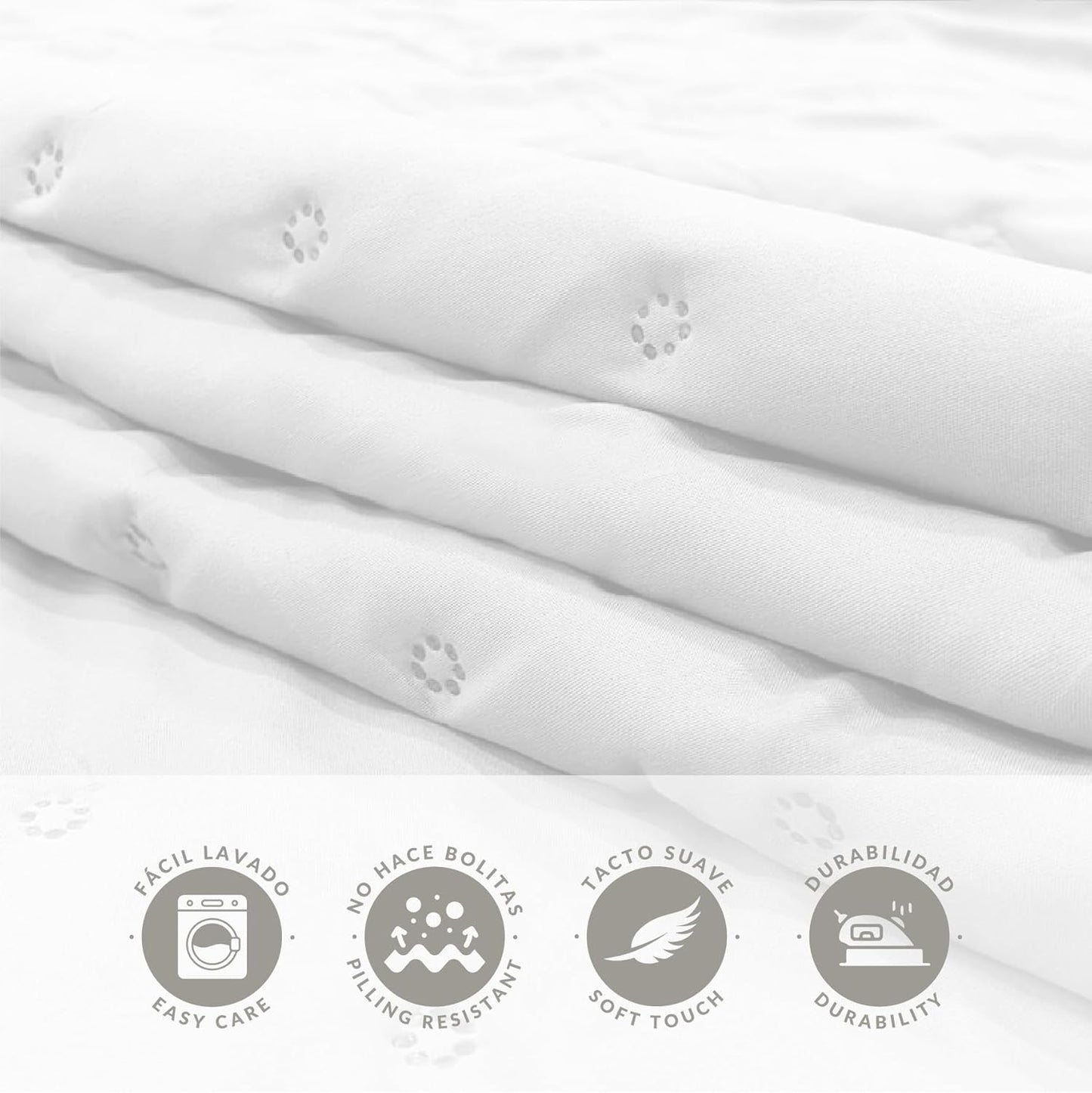 Colcha blanca Victorio & Lucchino modelo Amara con Volante