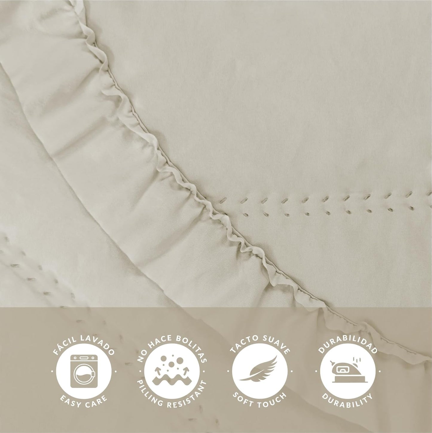 Colcha beige Victorio & Lucchino modelo Lorena con Volante
