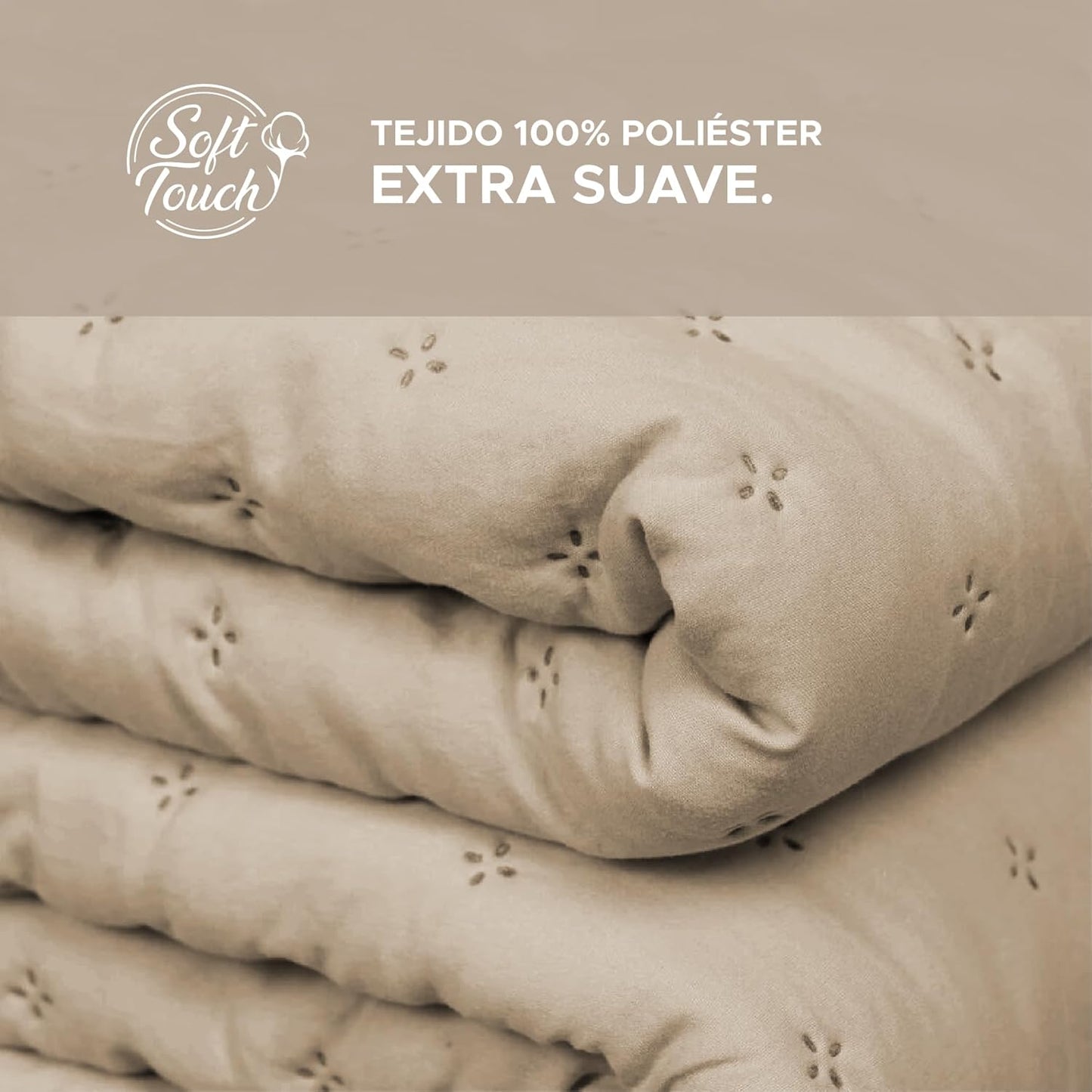 Colcha reversible beige/lino Victorio & Lucchino modelo Elvira con Doble volante