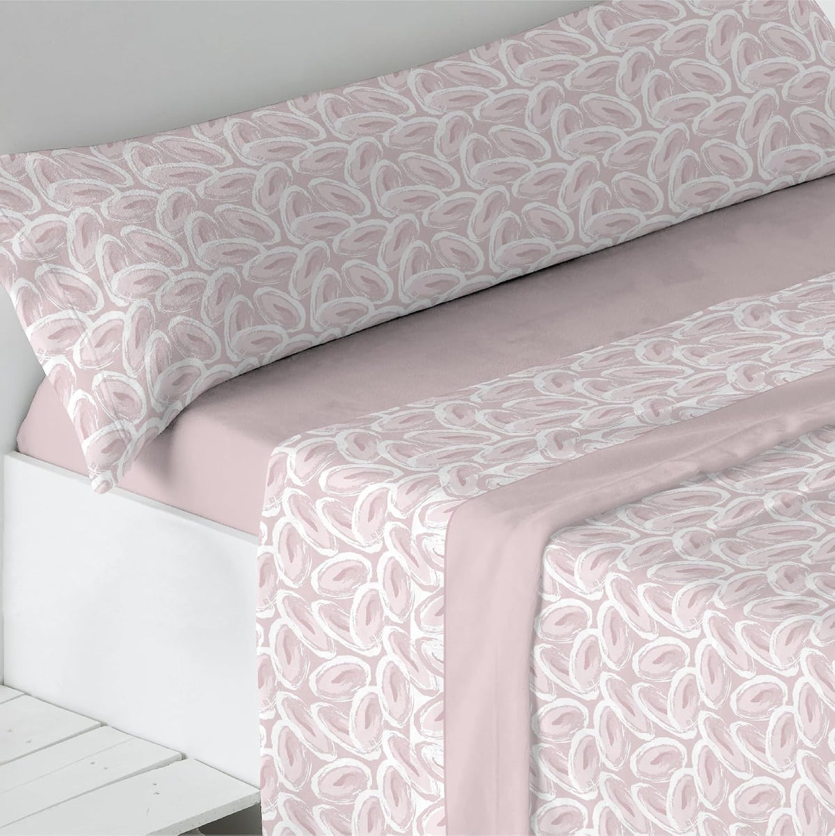Juego de Sábanas Coralina Estampada color rosa Modelo Malena Liniva Home 180 gr