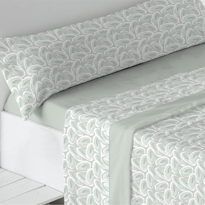 Juego de Sábanas Coralina Estampada color verde Modelo Malena Liniva Home 180 gr