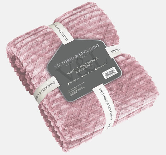 Manta Plaid Victorio & Lucchino Canale con Reverso sherpa color rosa(VL80512)