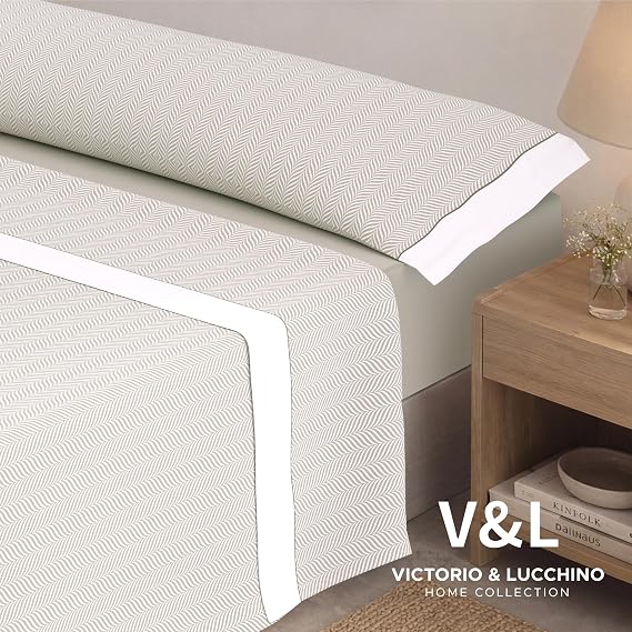 Juego de Sábanas Victorio y Luchino de verano modelo Analia beige 100% Algodón