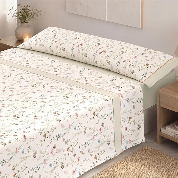 Juego de Sábanas Victorio y Luchino de verano modelo Zahara beige 100% Algodón