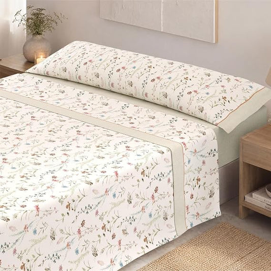 Juego de Sábanas Victorio y Luchino de verano modelo Zahara beige 100% Algodón