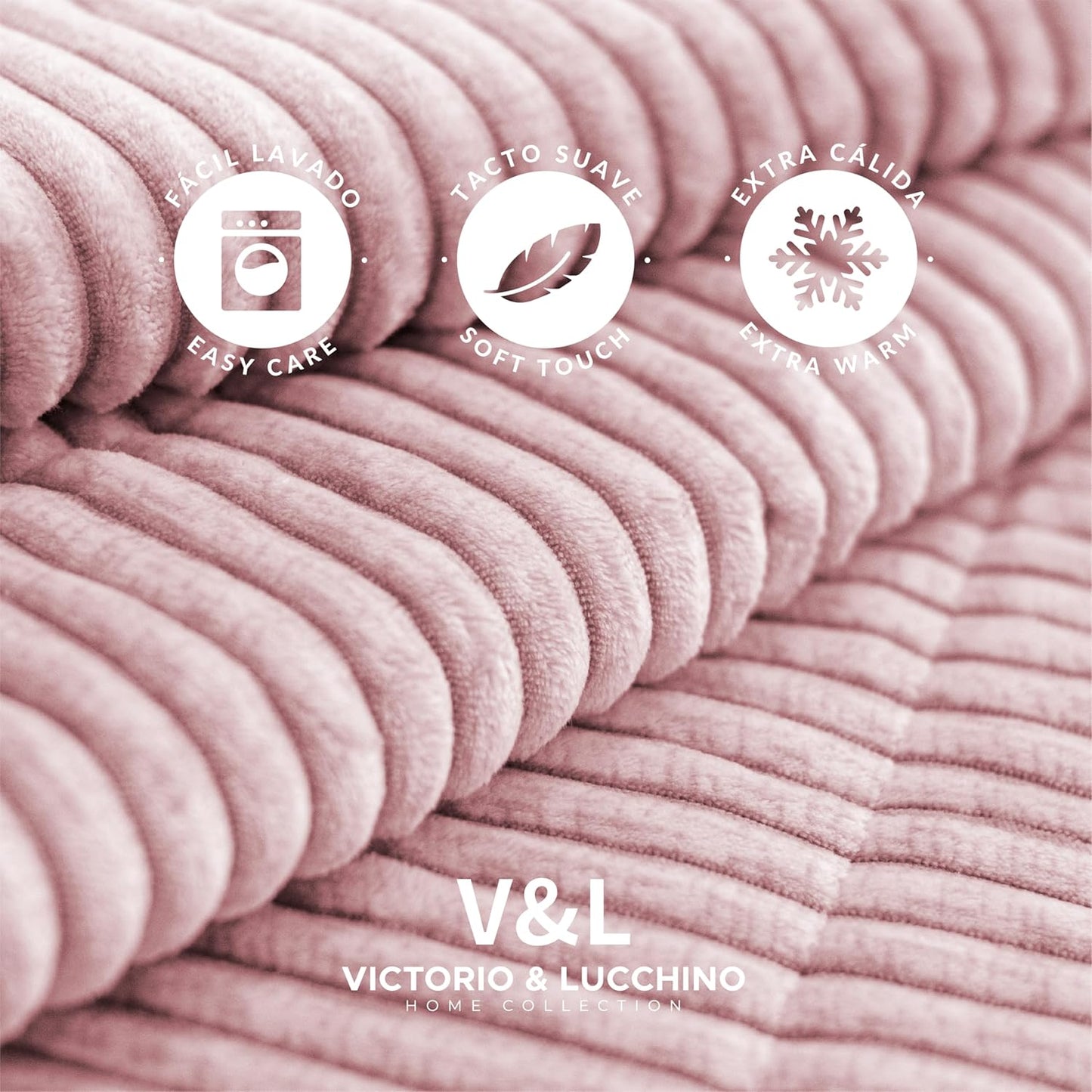 Comforter Jaspeado con Reverso de Borreguito – 650 g/m²  Incluye Funda(s) de Cojín modelo ANAYA  de Victorio&Lucchino en color rosa