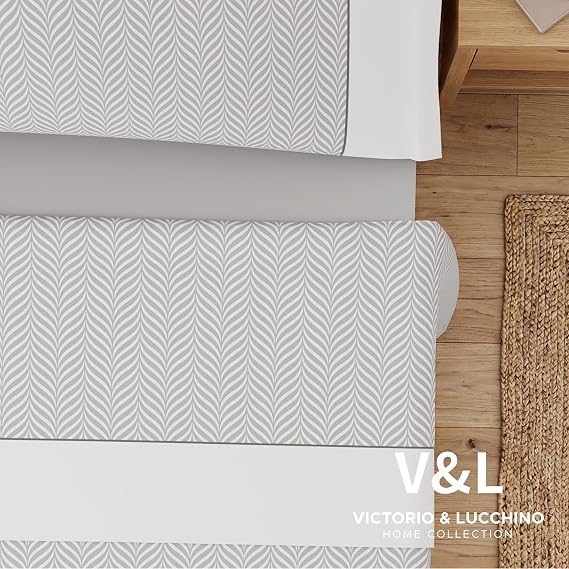 Juego de Sábanas Victorio y Luchino de verano modelo Analia gris 100% Algodón
