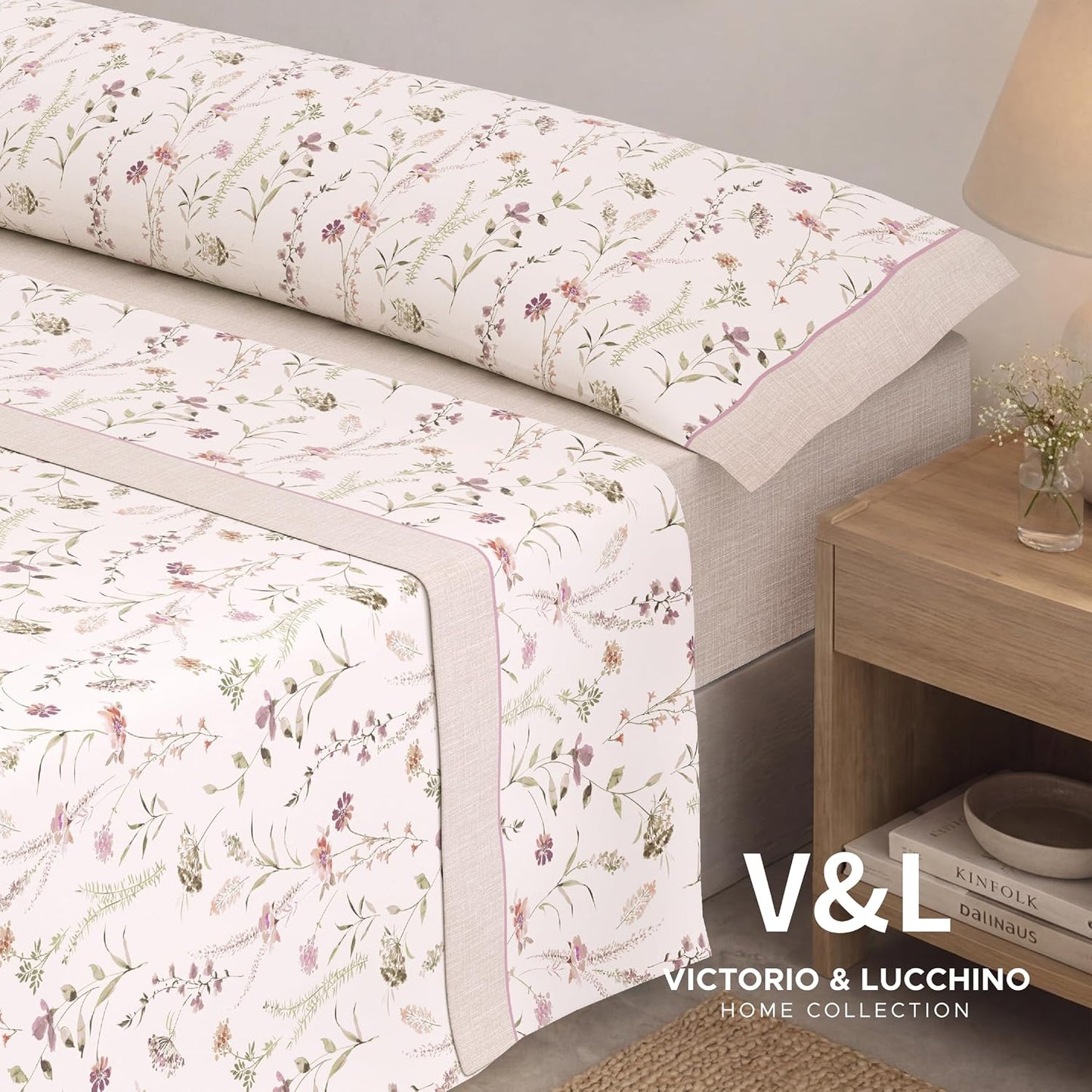 Juego de Sábanas Victorio y Luchino de verano modelo Zahara Rosa 100% Algodón