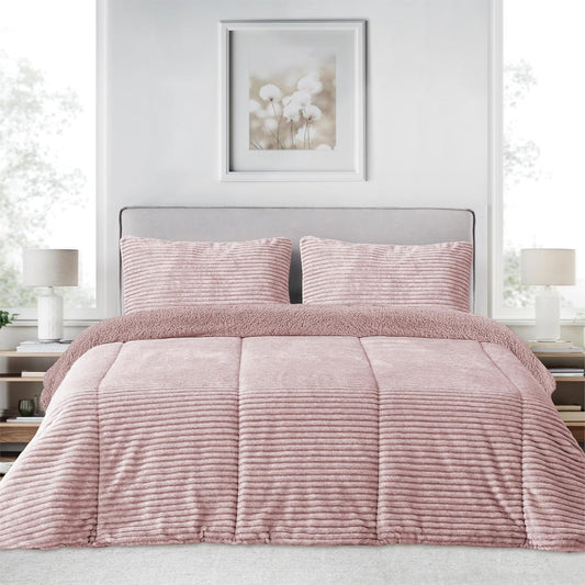 Comforter Jaspeado con Reverso de Borreguito – 650 g/m²  Incluye Funda(s) de Cojín modelo ANAYA  de Victorio&Lucchino en color rosa