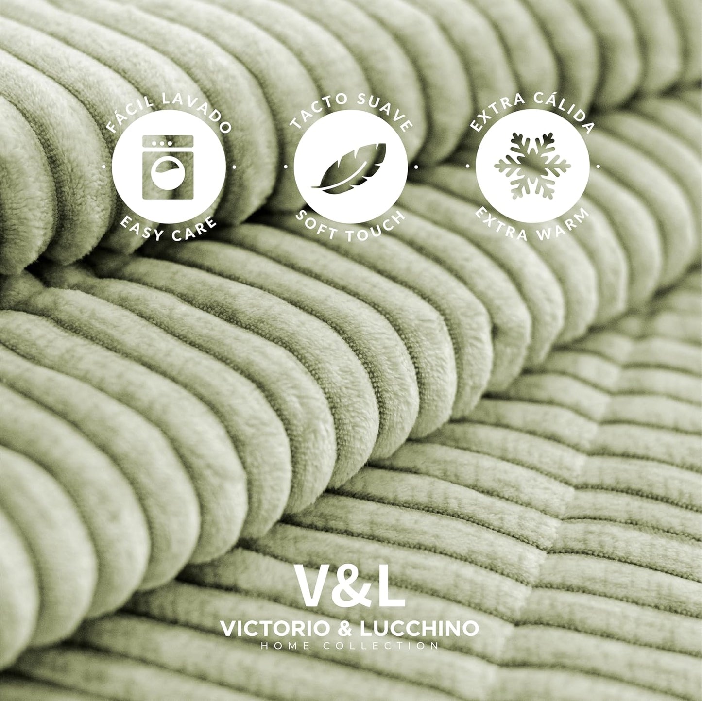 Comforter Jaspeado con Reverso de Borreguito – 650 g/m²  Incluye Funda(s) de Cojín modelo ANAYA de Victorio&Lucchino en color verde