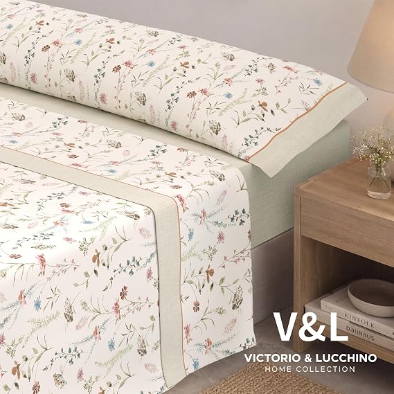 Juego de Sábanas Victorio y Luchino de verano modelo Zahara beige 100% Algodón
