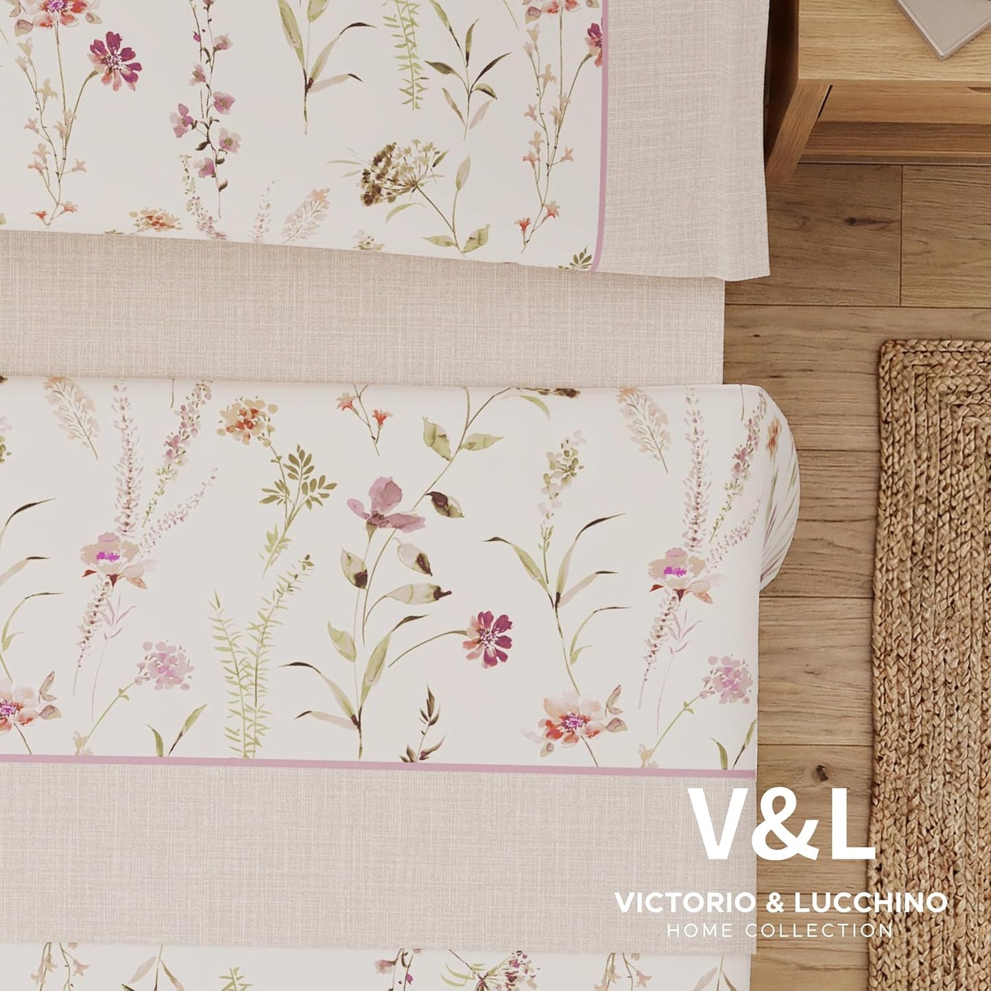 Juego de Sábanas Victorio y Luchino de verano modelo Zahara Rosa 100% Algodón