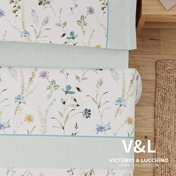 Juego de Sábanas Victorio y Luchino de verano modelo Zahara verde 100% Algodón