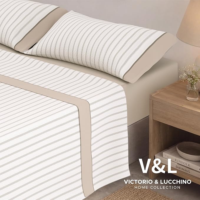 Juego de Sábanas Victorio y Luchino de verano modelo Nuria beige