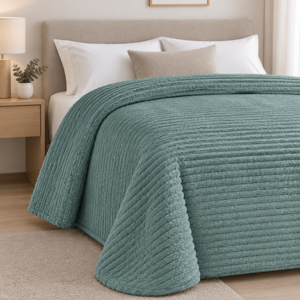 Edredón Sherpa color verde MIX de  Ankelí