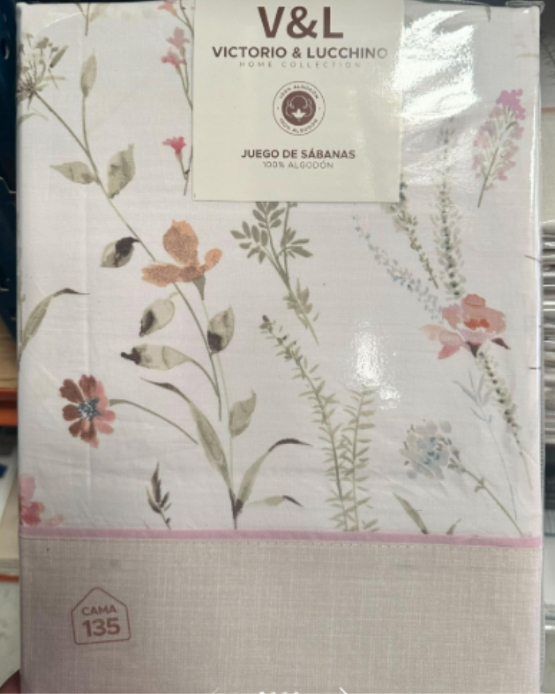 Juego de Sábanas Victorio y Luchino de verano modelo Zahara Rosa 100% Algodón