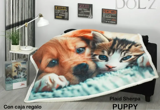 Couverture Plaid Sherpa Puppy 130X160 cm DOLZ