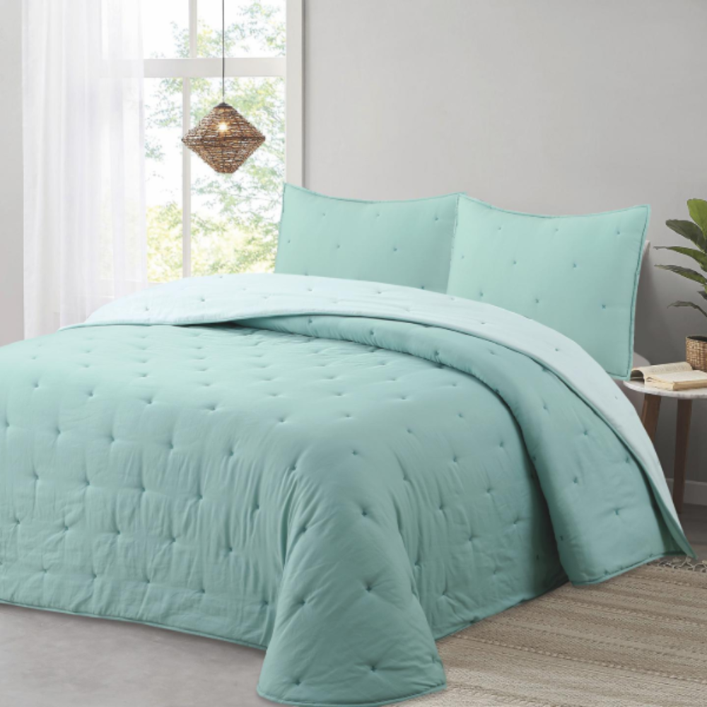 Edredón Comforter color agua reversible invierno 250gr CRUZ dMateo