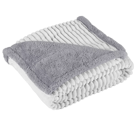Manta plaid sofá borreguito rayas gris - Lines