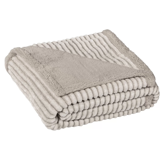 Manta plaid sofá borreguito rayas beige - Lines
