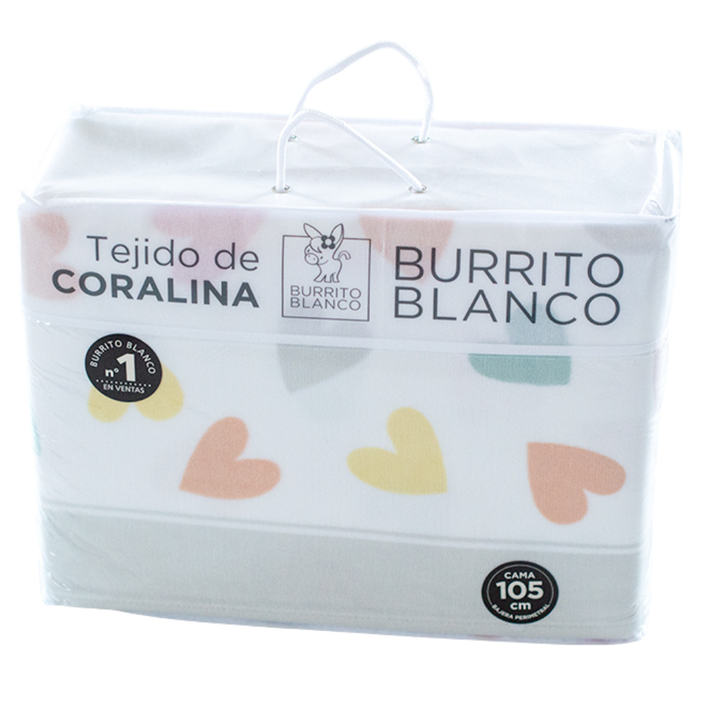 Sábana Coralina con corazones modelo TRC992 de Burrito Blanco