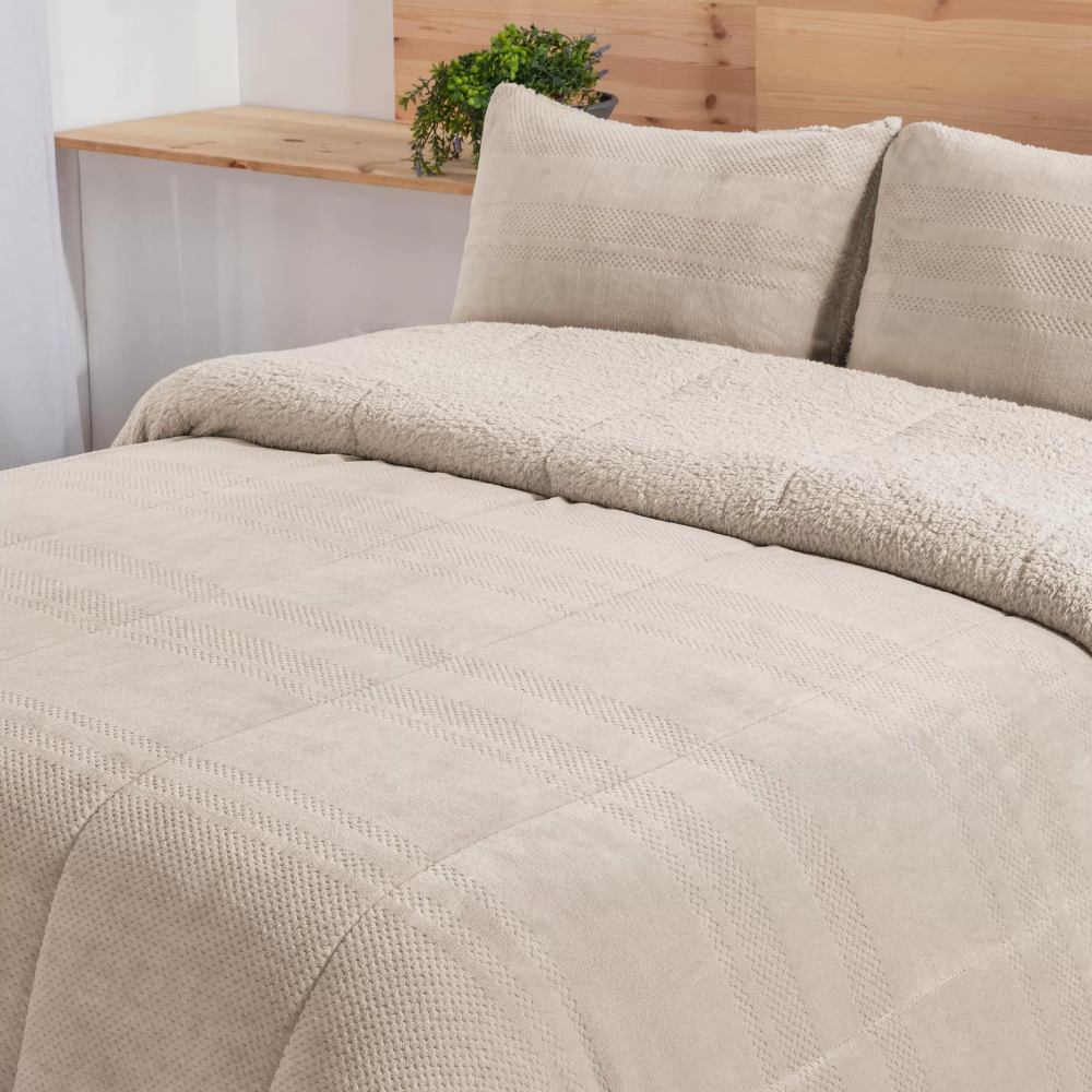 Edredón borreguito semiliso color beige - Riso de MANTEROL