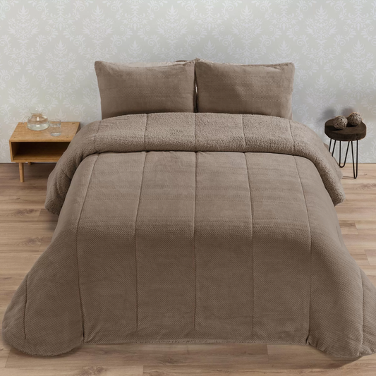 Edredón borreguito semiliso color topo - Riso de MANTEROL