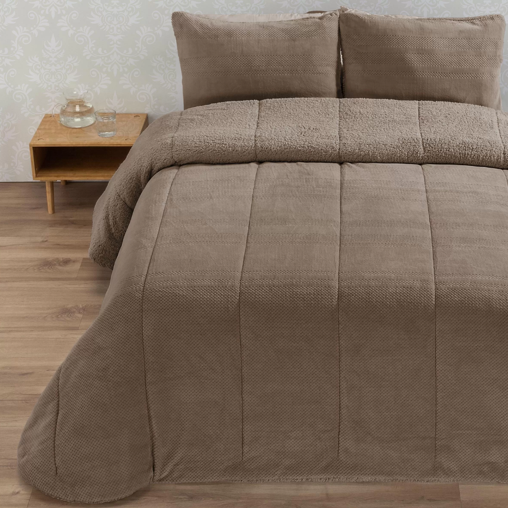 Edredón borreguito semiliso color topo - Riso de MANTEROL