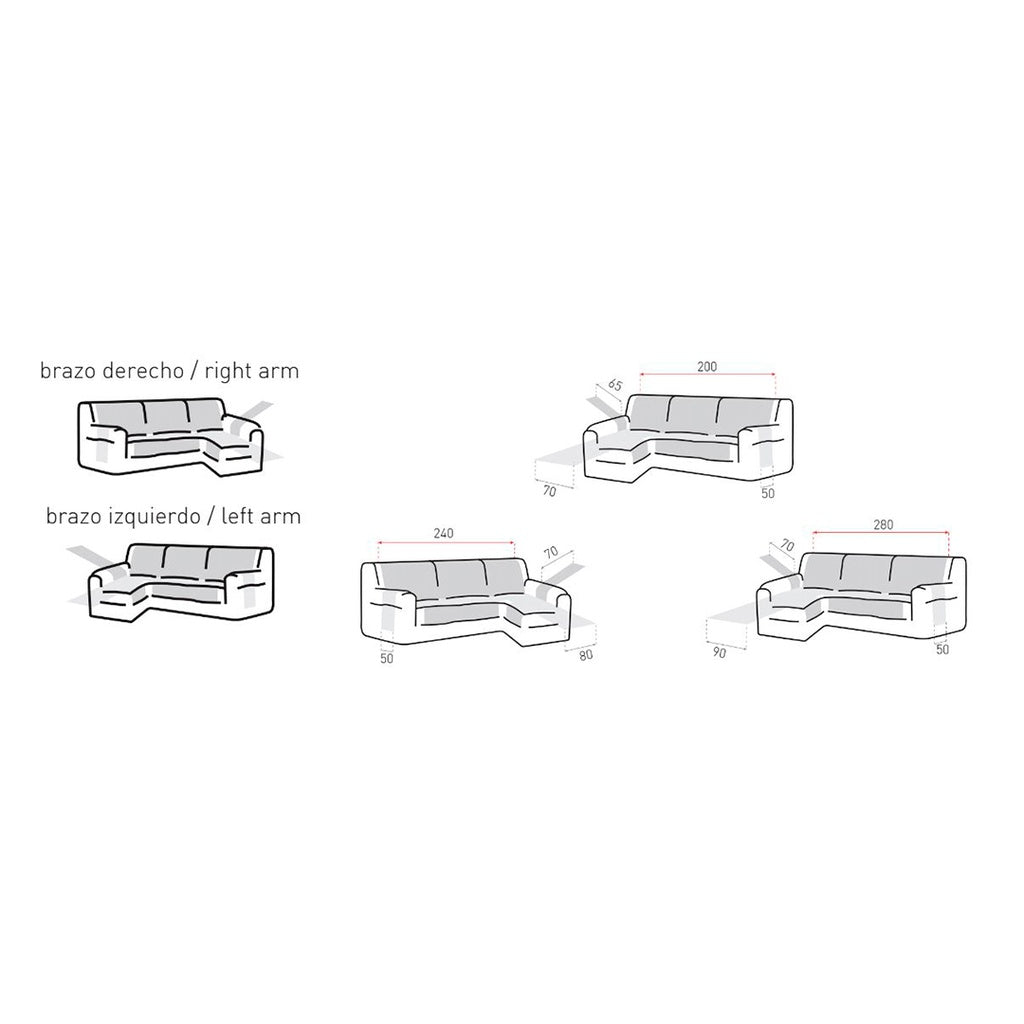 Padded chaise longue sofa cover Gray BELMARTI