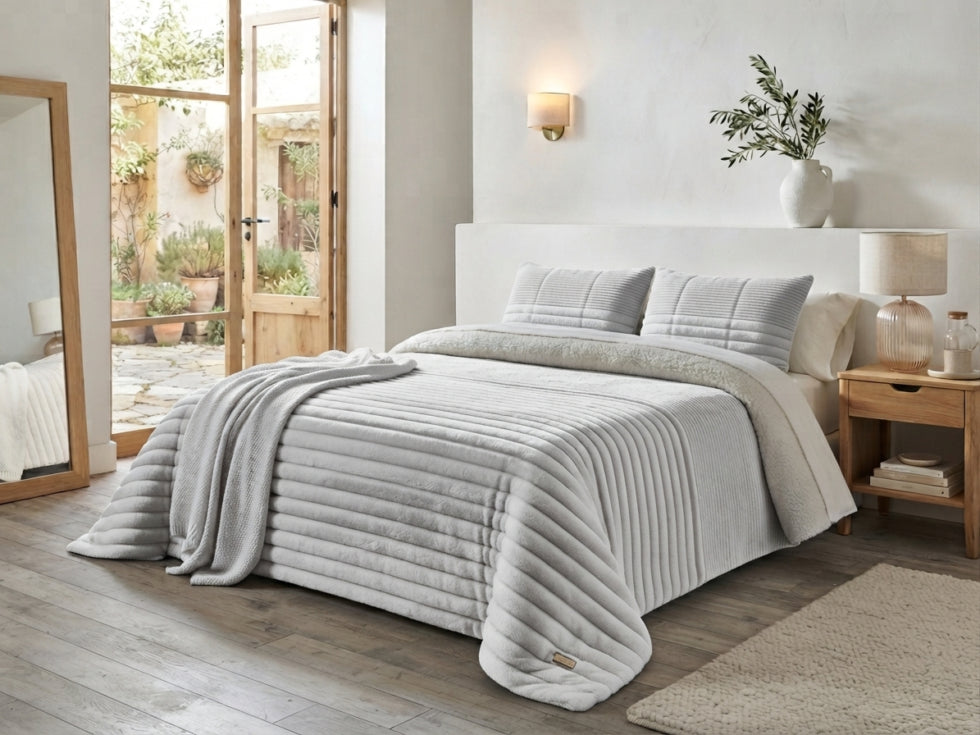 Edredón sherpa modelo Lotus de  Catotex color gris 730gr