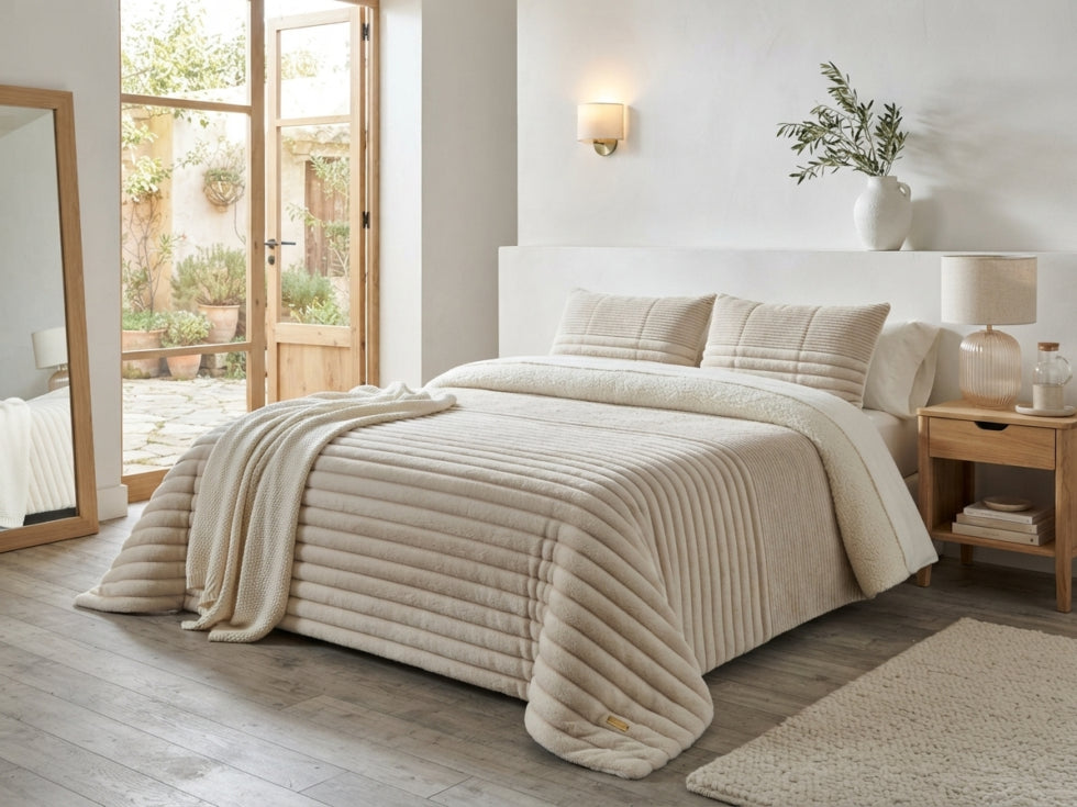 Edredón sherpa modelo Lotus de  Catotex color beige 730gr